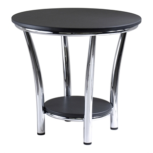 Winsome Maya Round Transitional Wood End Table Top with Legs in Black