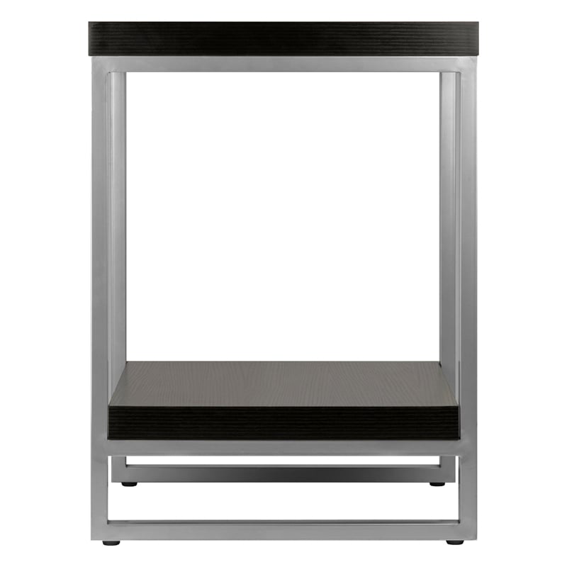 Winsome Jared Wood End Table with Enamel Steel Tube in Dark Espresso