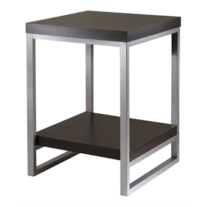 Winsome Jared Wood End Table with Enamel Steel Tube in Dark Espresso