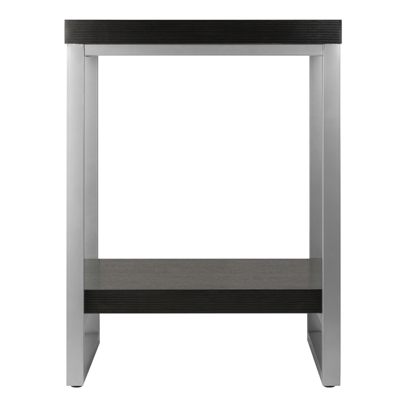 Winsome Jared Wood End Table with Enamel Steel Tube in Dark Espresso