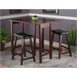 Winsome Lynnwood 3-Piece Drop Leaf Solid Wood Dining Set in Antique Walnut