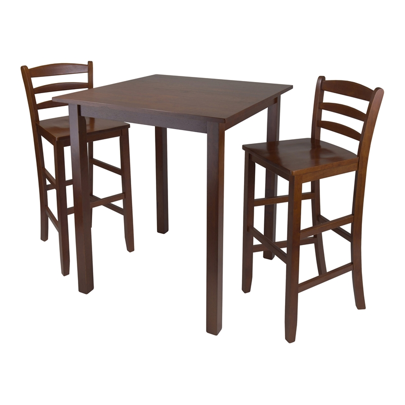 Winsome Parkland 3-Piece Square Solid Wood Pub Set in Antique Walnut