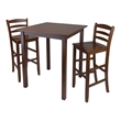 Winsome Parkland 3-Piece Square Solid Wood Pub Set in Antique Walnut