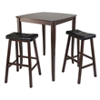Winsome Inglewood 3-Piece Square Solid Wood Pub Set in Antique Walnut