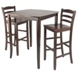 Winsome Inglewood 3 Pieces Square Solid Wood Pub Set in Antique Walnut