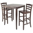 Winsome Inglewood 3 Pieces Square Solid Wood Pub Set in Antique Walnut
