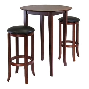 Winsome Fiona 3-Piece Round Transitional Solid Wood Pub Set in Antique Walnut