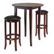 Winsome Fiona 3-Piece Round Transitional Solid Wood Pub Set in Antique Walnut