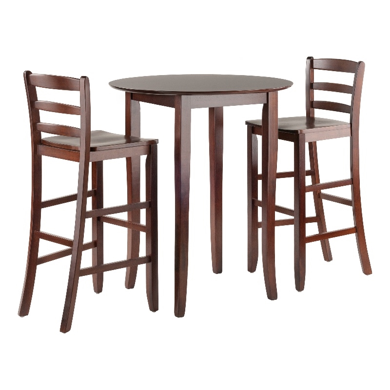 Winsome Fiona 3-Piece Transitional Solid Wood Pub Set in Antique Walnut
