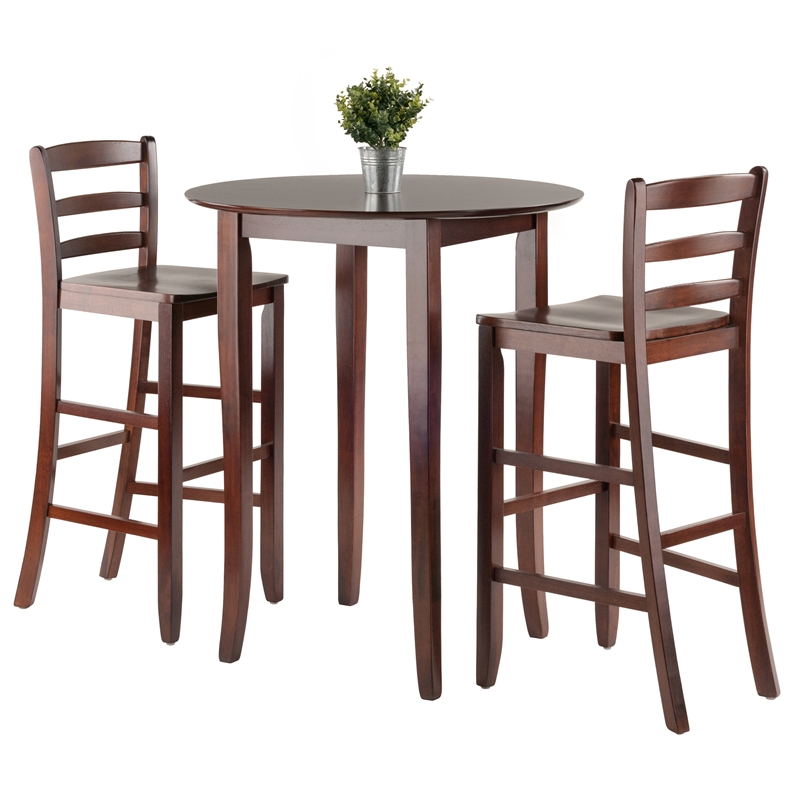 Winsome Fiona 3-Piece Transitional Solid Wood Pub Set in Antique Walnut