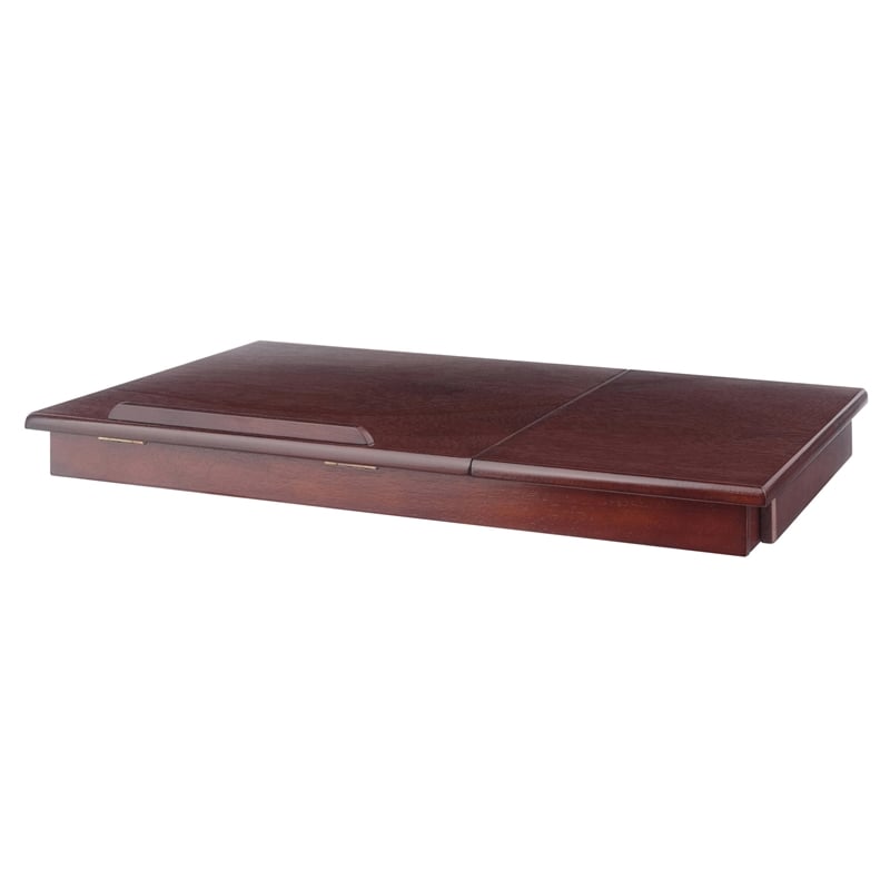 Winsome Alden Solid Wood Lap Desk Flip Top w/ Drawer and Foldable Legs in Walnut