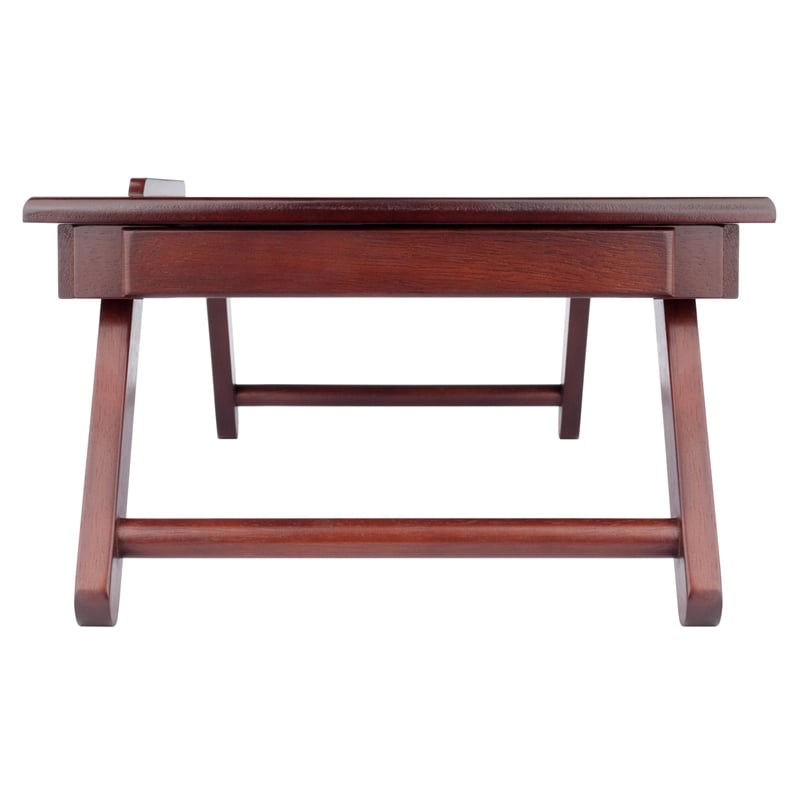 Winsome Alden Solid Wood Lap Desk Flip Top w/ Drawer and Foldable Legs in Walnut