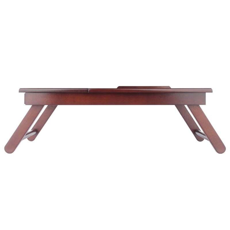 Winsome Alden Solid Wood Lap Desk Flip Top w/ Drawer and Foldable Legs in Walnut