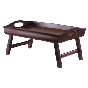 Winsome Sedona Transitional Solid Wood Bed Tray with Foldable Legs in Walnut