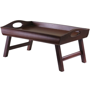 Winsome Sedona Transitional Solid Wood Bed Tray with Foldable Legs in Walnut