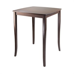 High Dining Table with Curved Top in Antique Walnut Finish