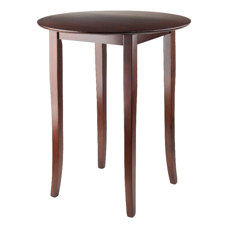 Winsome Fiona Round Transitional Solid Wood Pub Table in Antique Walnut