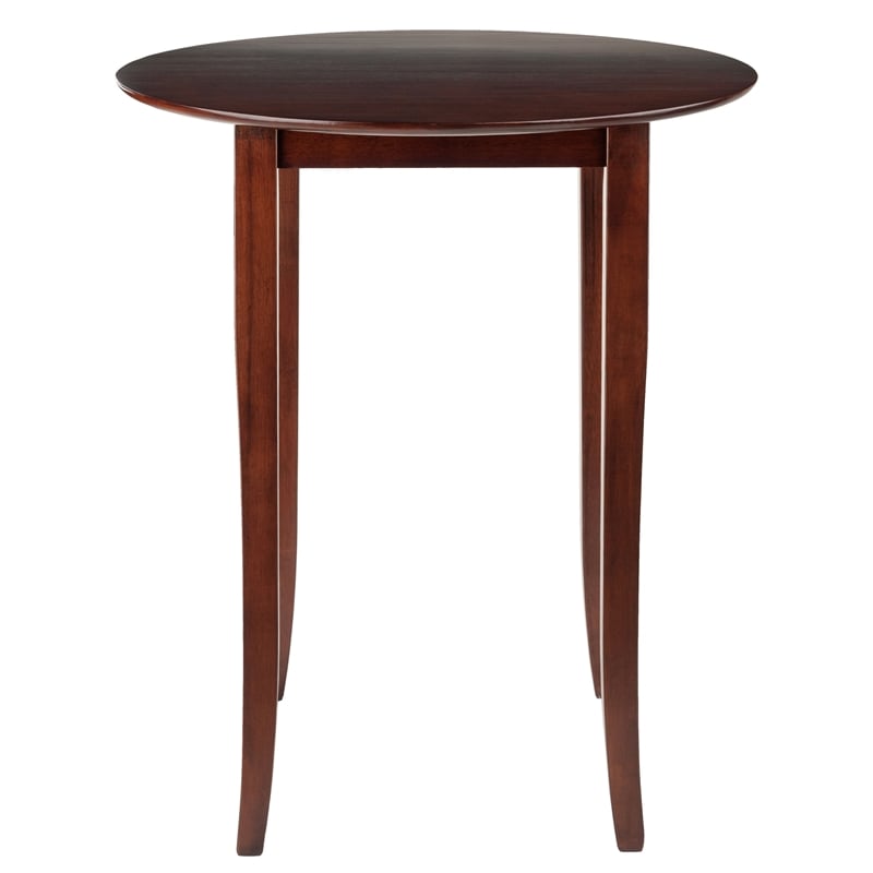 Winsome Fiona Round Transitional Solid Wood Pub Table in Antique Walnut