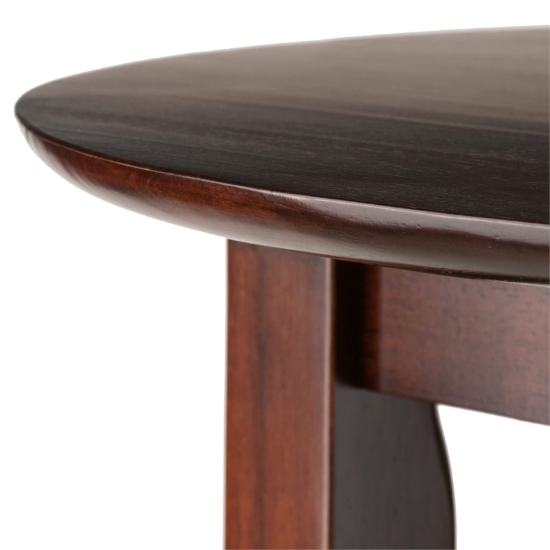 Winsome Fiona Round Transitional Solid Wood Pub Table in Antique Walnut