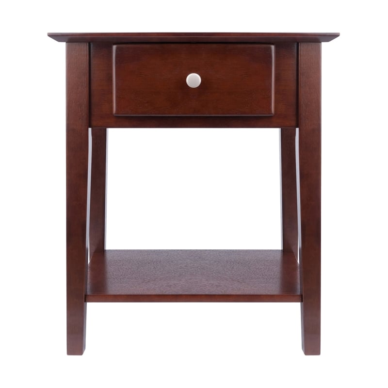 Winsome Rochester Shaker Solid Wood Nightstand with Drawer in Antique Walnut