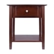 Winsome Rochester Shaker Solid Wood Nightstand with Drawer in Antique Walnut