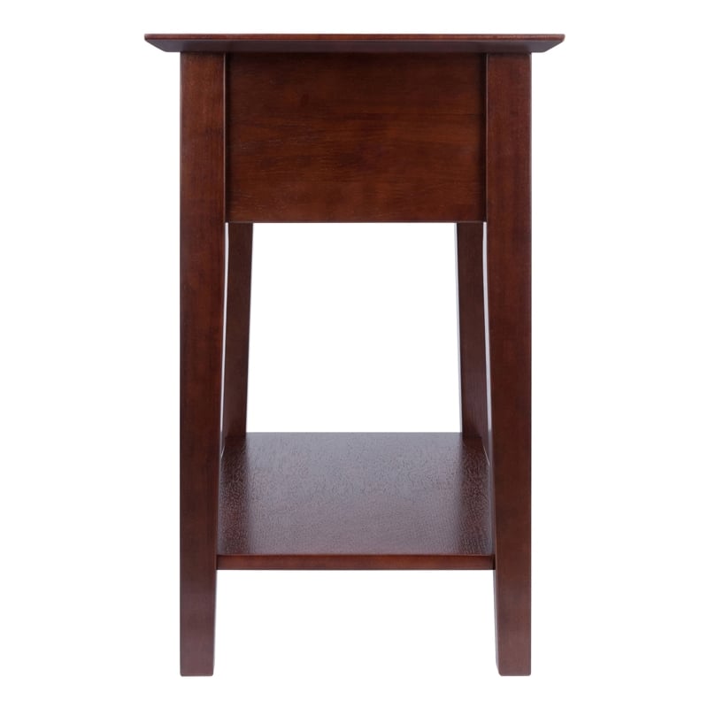 Winsome Rochester Shaker Solid Wood Nightstand with Drawer in Antique Walnut