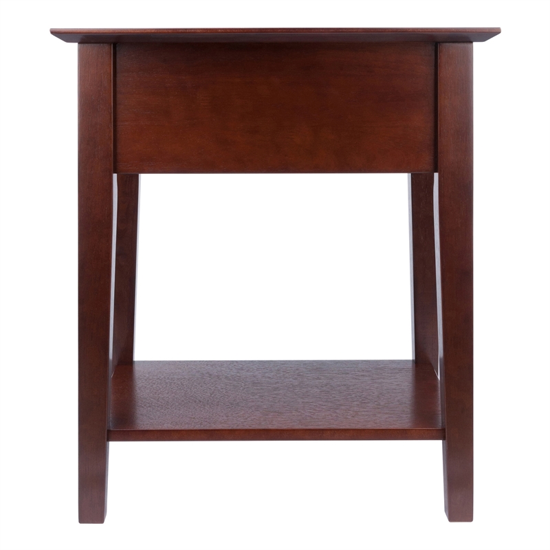 Winsome Rochester Shaker Solid Wood Nightstand with Drawer in Antique Walnut