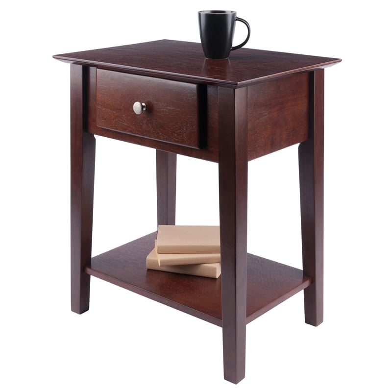 Winsome Rochester Shaker Solid Wood Nightstand with Drawer in Antique Walnut