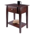Winsome Rochester Shaker Solid Wood Nightstand with Drawer in Antique Walnut