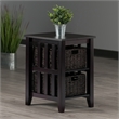 Winsome Morris Wood Side Table with 2 Foldable Baskets in Espresso
