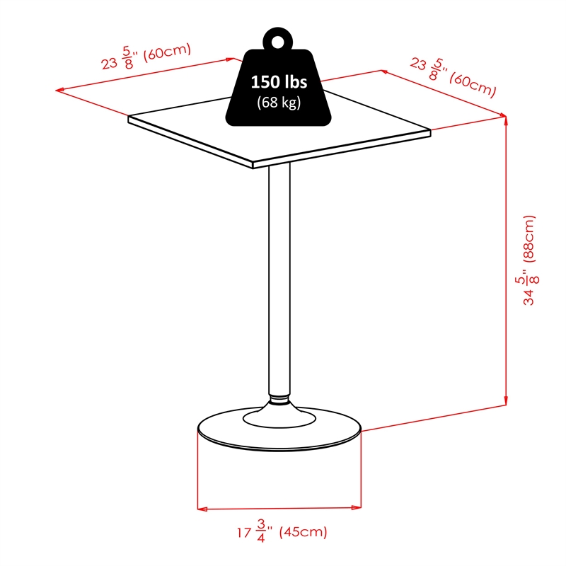 Winsome Obsidian Square Contemporary Wood/Metal Pub Table in Black