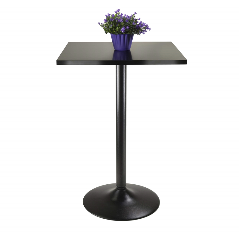 Winsome Obsidian Square Contemporary Wood/Metal Pub Table in Black