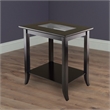 Winsome Genoa Rectangular Solid Wood End Table with Glass Top in Dark Espresso