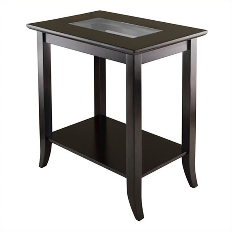 Winsome Genoa Rectangular End Table with Glass Top in Dark ...