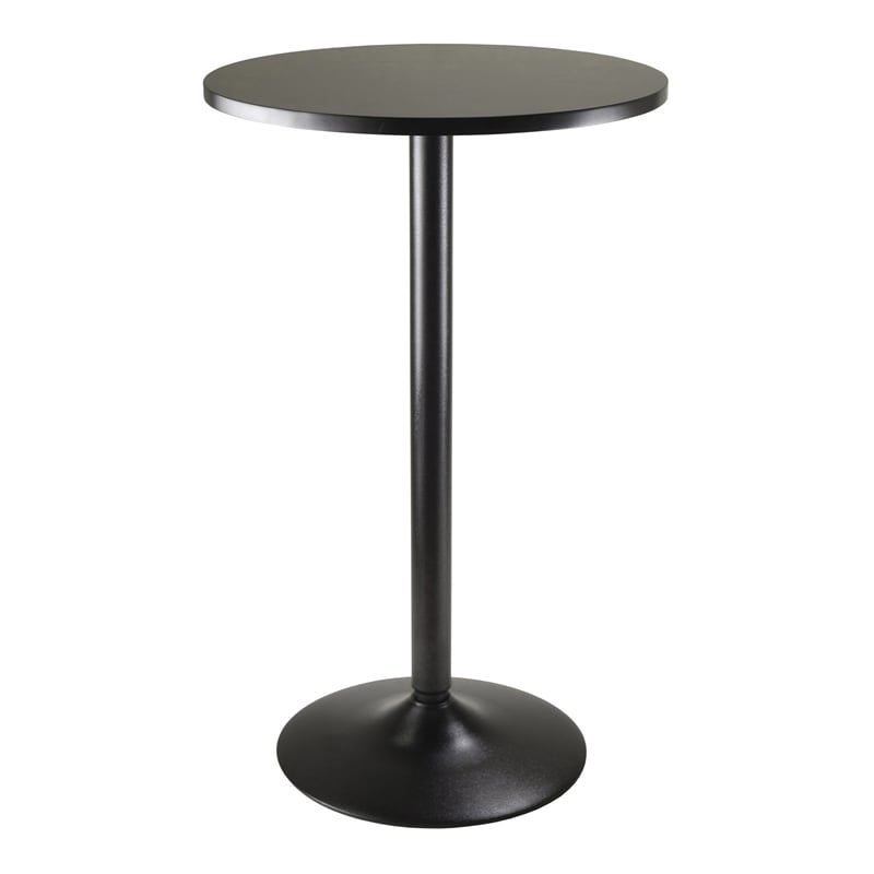 Winsome Obsidian Round Contemporary Wood/Metal Pub Table in Black