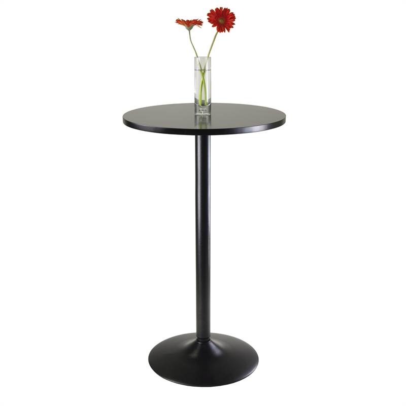 Winsome Obsidian Round Contemporary Wood/Metal Pub Table in Black