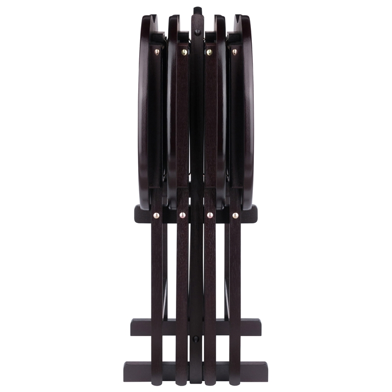 Winsome Skippy 5-Piece Transitional Solid Wood TV Table Set in Espresso