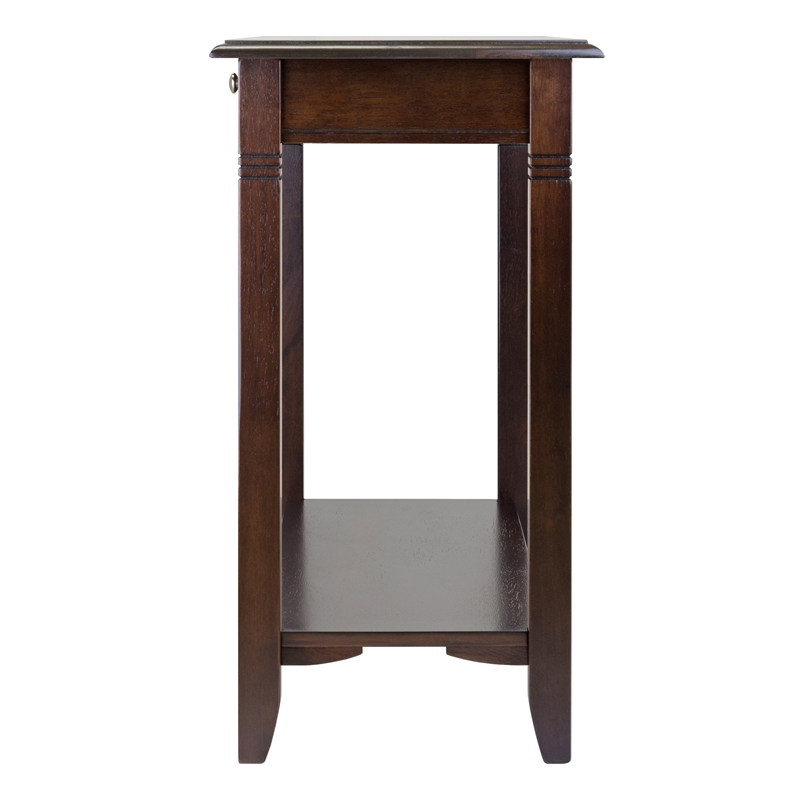 Winsome Nolan Transitional Solid Wood Console Table with Drawer in Cappuccino
