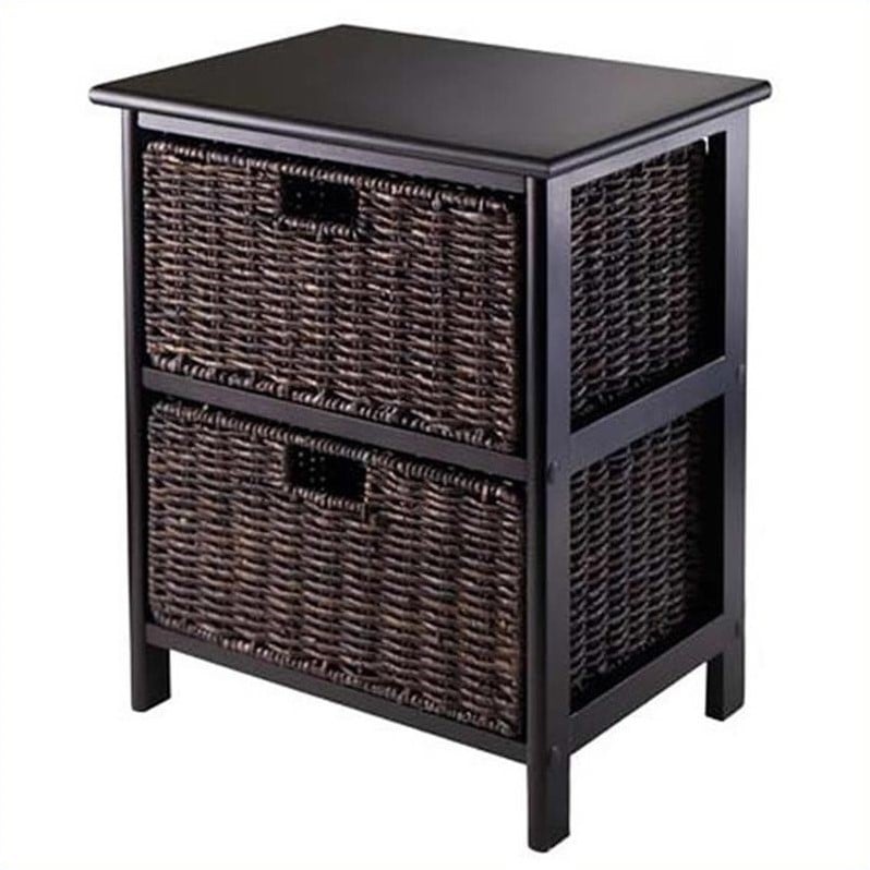 Winsome Omaha Storage Rack with 2 Foldable Baskets in Black