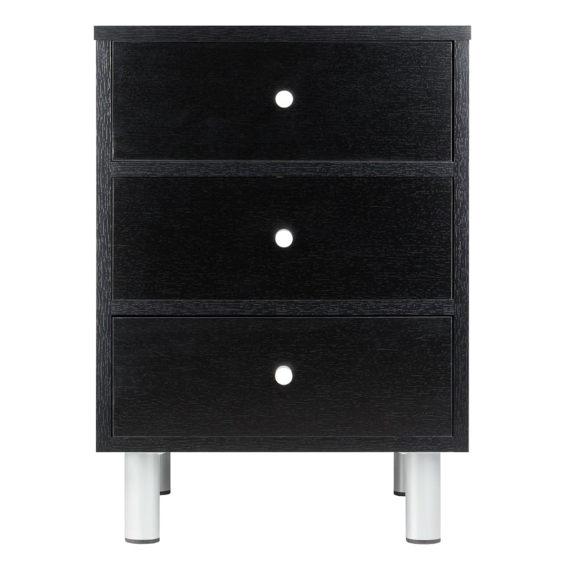Winsome Daniel Transitional Composite Wood Accent Table with 3-Drawer in Black