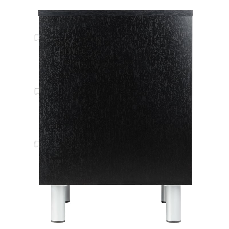 Winsome Daniel Transitional Composite Wood Accent Table with 3-Drawer in Black