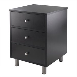 Winsome Daniel Transitional Composite Wood Accent Table with 3-Drawer in Black