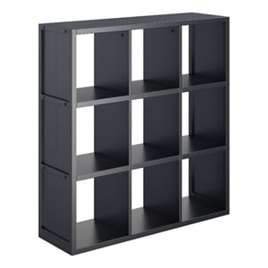 Winsome Timothy 3x3 Wood Storage Cabinets w/ Wainscoting Panel in Black