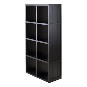 winsome timothy shelf with wainscoting panel in black