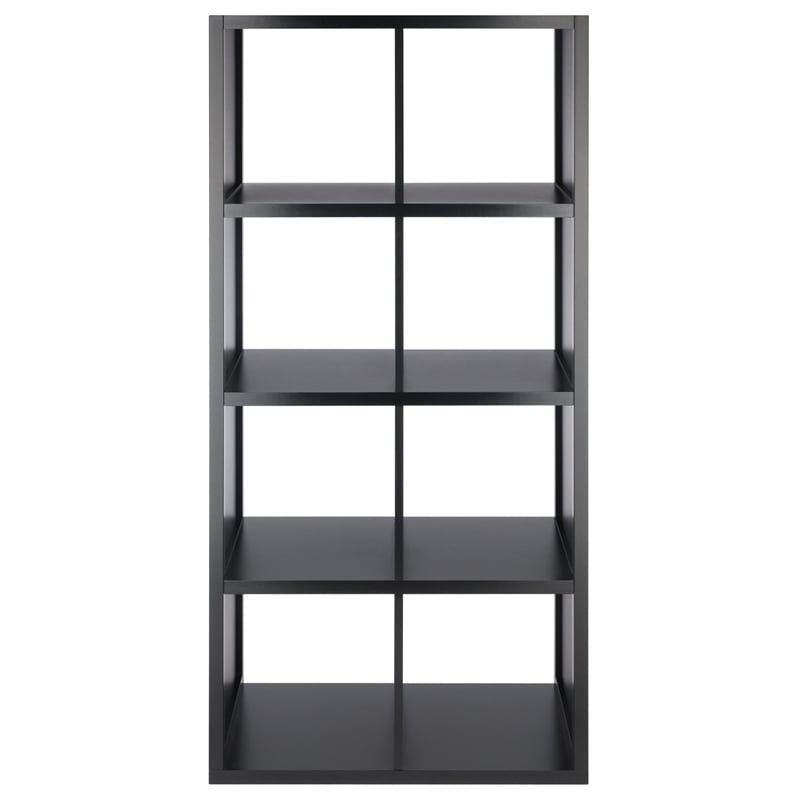 Winsome Timothy 4x2 Wood Storage Cabinet w/ Wainscoting Panel in Black