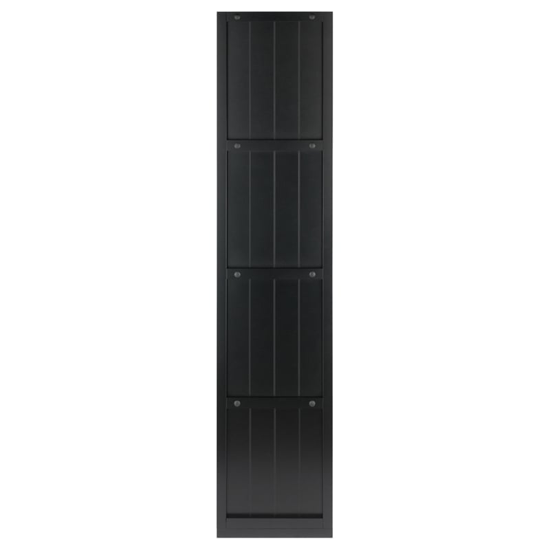 Winsome Timothy 4x2 Wood Storage Cabinet w/ Wainscoting Panel in Black