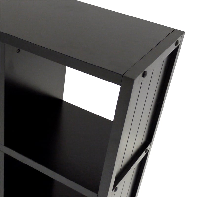 Winsome Timothy 4x2 Wood Storage Cabinet w/ Wainscoting Panel in Black