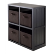 Winsome Timothy 5-Piece Transitional Wood Storage Cabinet in Black