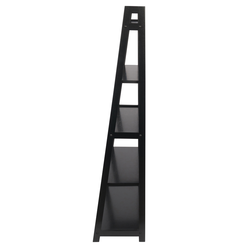 Winsome Adam 5-Tier A-Frame Transitional Solid Wood Book Shelf in Black