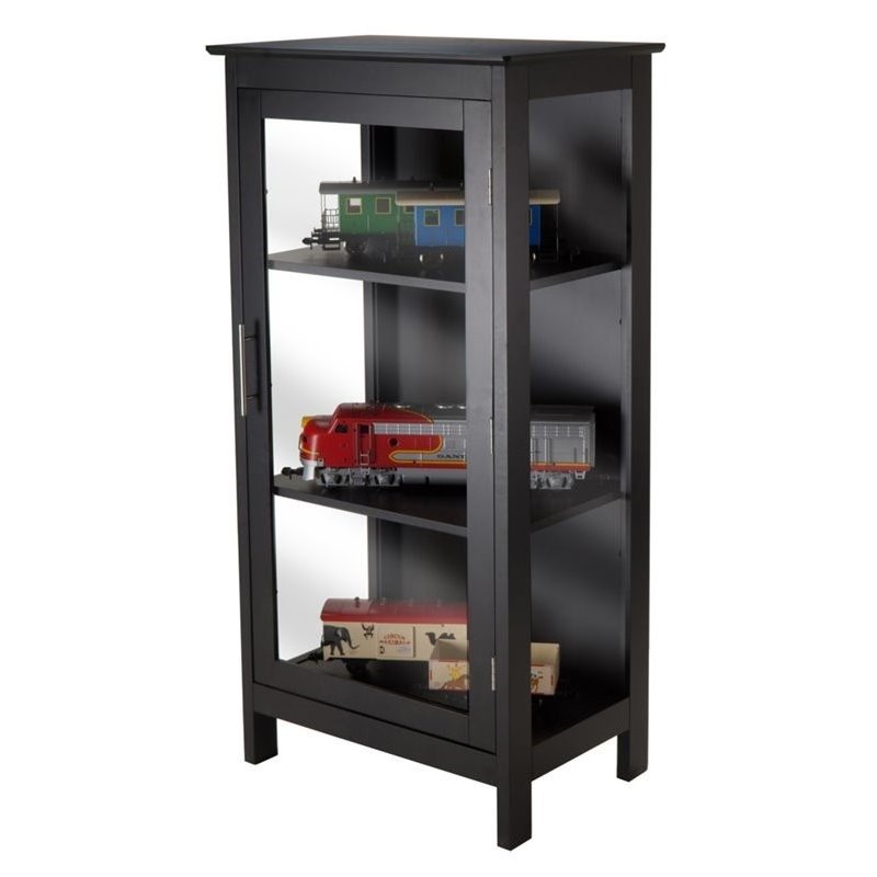 Winsome Wood Poppy Transitional Black Wood Curio Cabinet